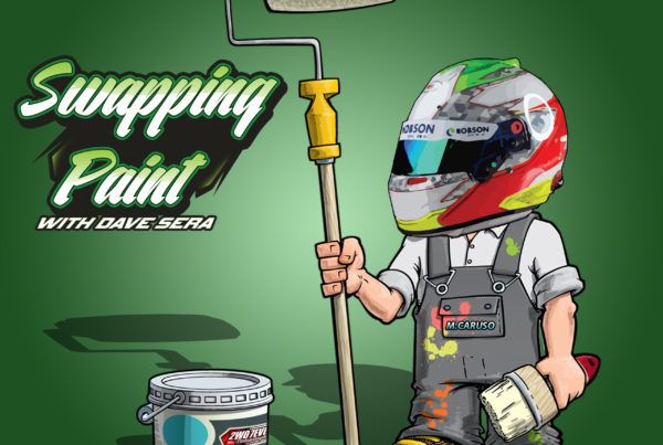Swapping Paint with Dave Sera artwork featuring Michael Caruso's helmet