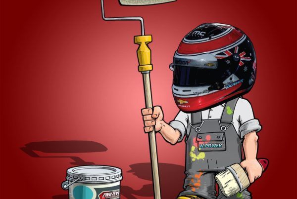 Swapping Paint with Dave Sera artwork featuring Will Power's helmet